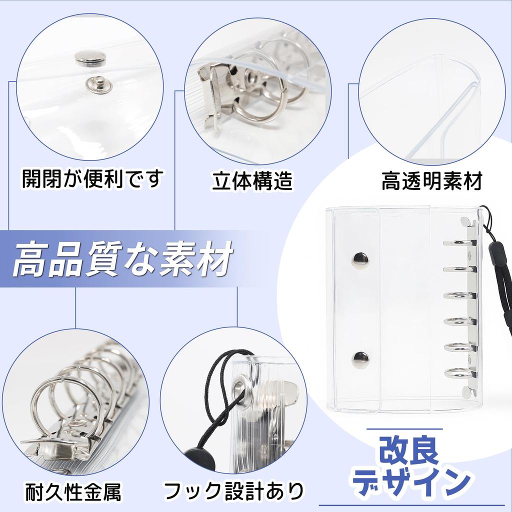 Transparenter A7-Größe abziehbarer Stickerbuch für Sticker-Ordner mit Band 2 PP 10 Sticker Klarer Ordner mit 6 Perfekt für Sticker Perfekt für Oshikatsu