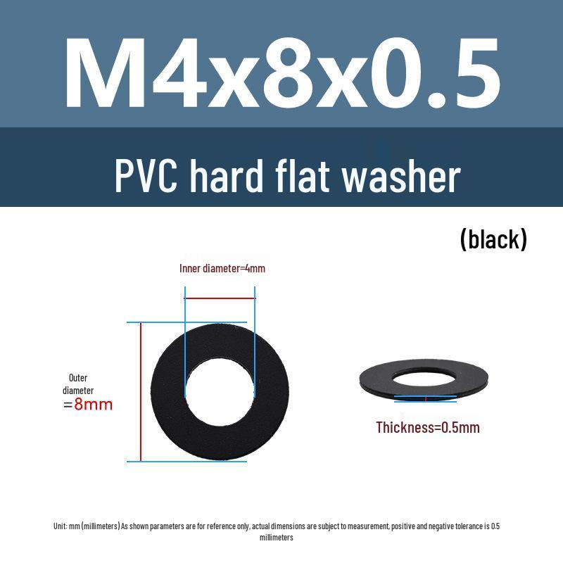 Yigu Black Nylon PVC Sealing Washer M4/M5: Thick, Insulating Plastic for Screws