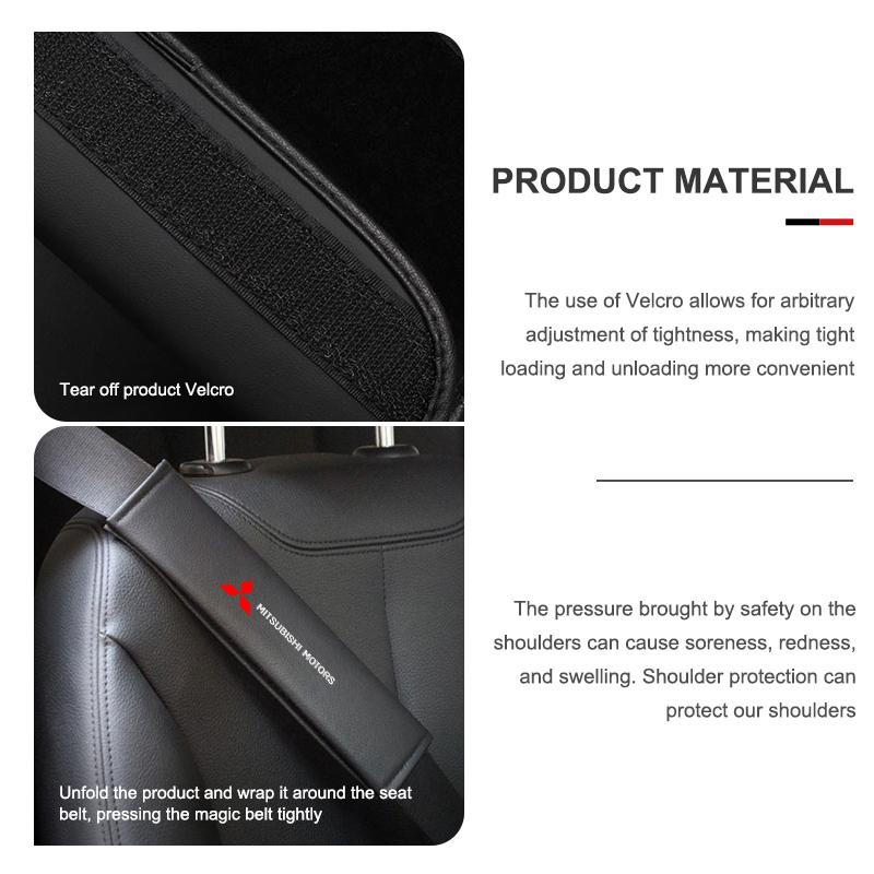 Car Seat Belt Covers Shoulder Cushion Protector Pad For Mitsubishi Outlander Lancer L200 ASX Pajero Grandis Eclipse