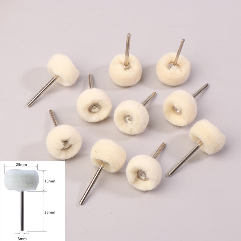 

10Pcs Mini Wool Polishing Head 3Mm Shank Buffing Wheel Polish Brush Drill Rotary Abrasive Brush Hand Grinding Buffing Tools