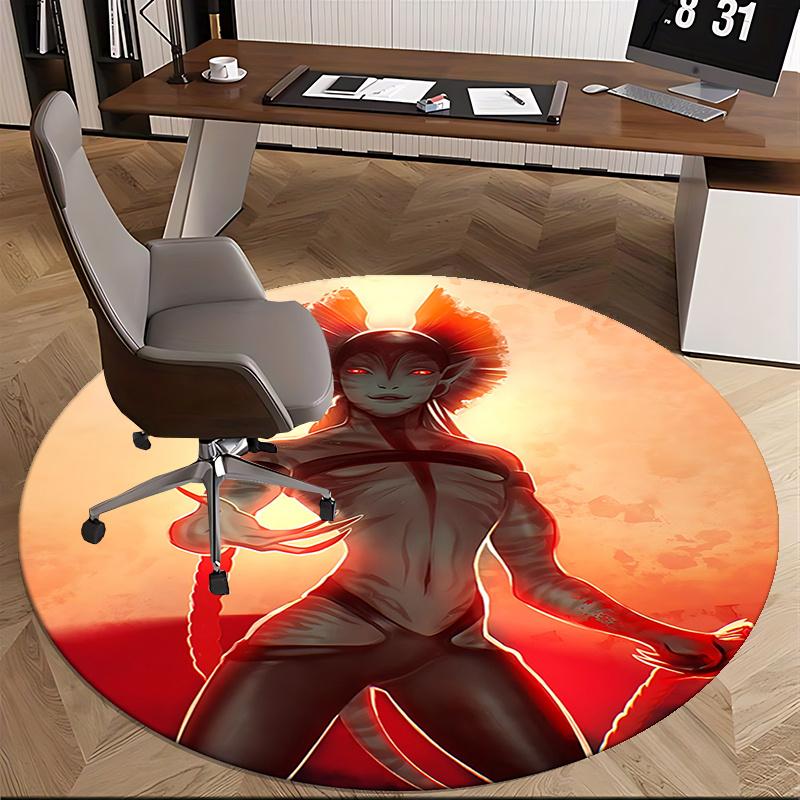 Red Demon Chair Mat - Round Carpet for Home Decor, Office Use, Bedroom, Living Room, Gift Idea0252b