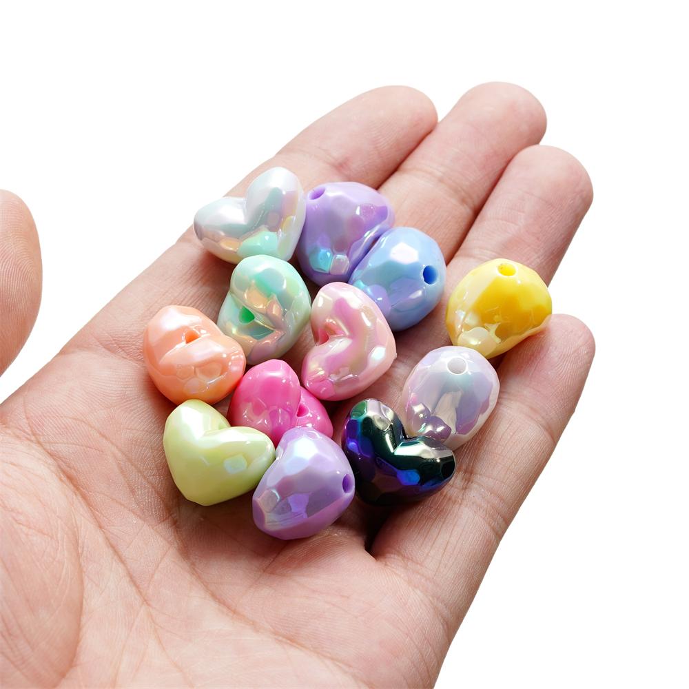 10Pcs/Lot Acrylic Heart Shape Bead Charm Spacer Loose Beads for DIY Necklace Bracelet Jewelry Making Accessories 14*18mm