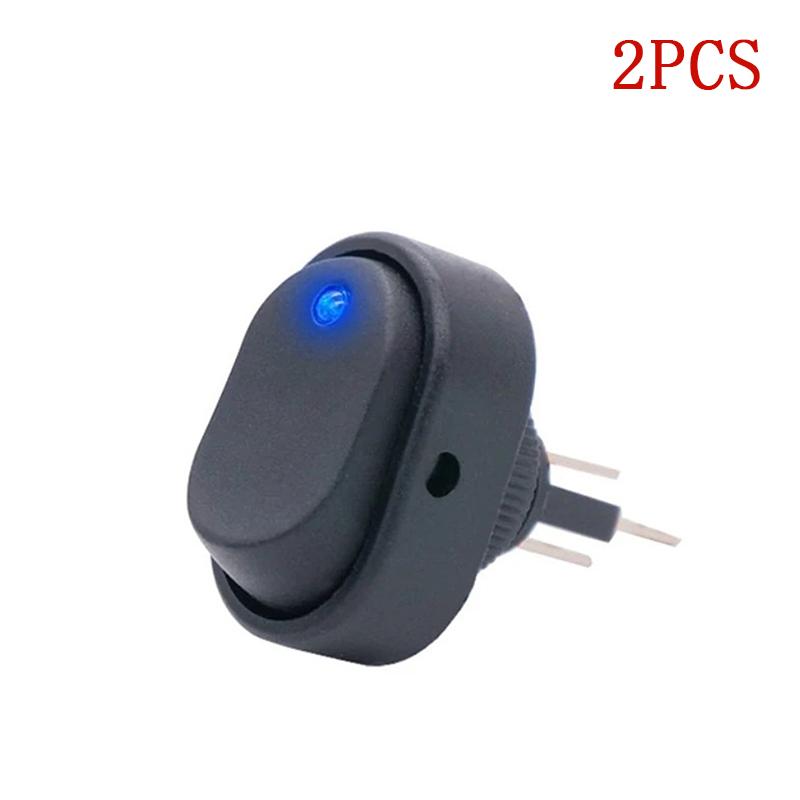 2Pcs 3 Pin LED Lighted On Off Switch Toggle Switch 12V 30A Oval Rocker Switch For Automative Car RV Marine Boat