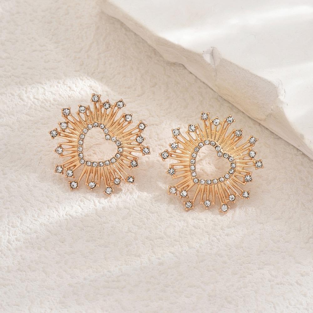 Sun Rhinestone Stud Earrings Zircon Heart Earring Aesthetic Star Earrings  Party Favors