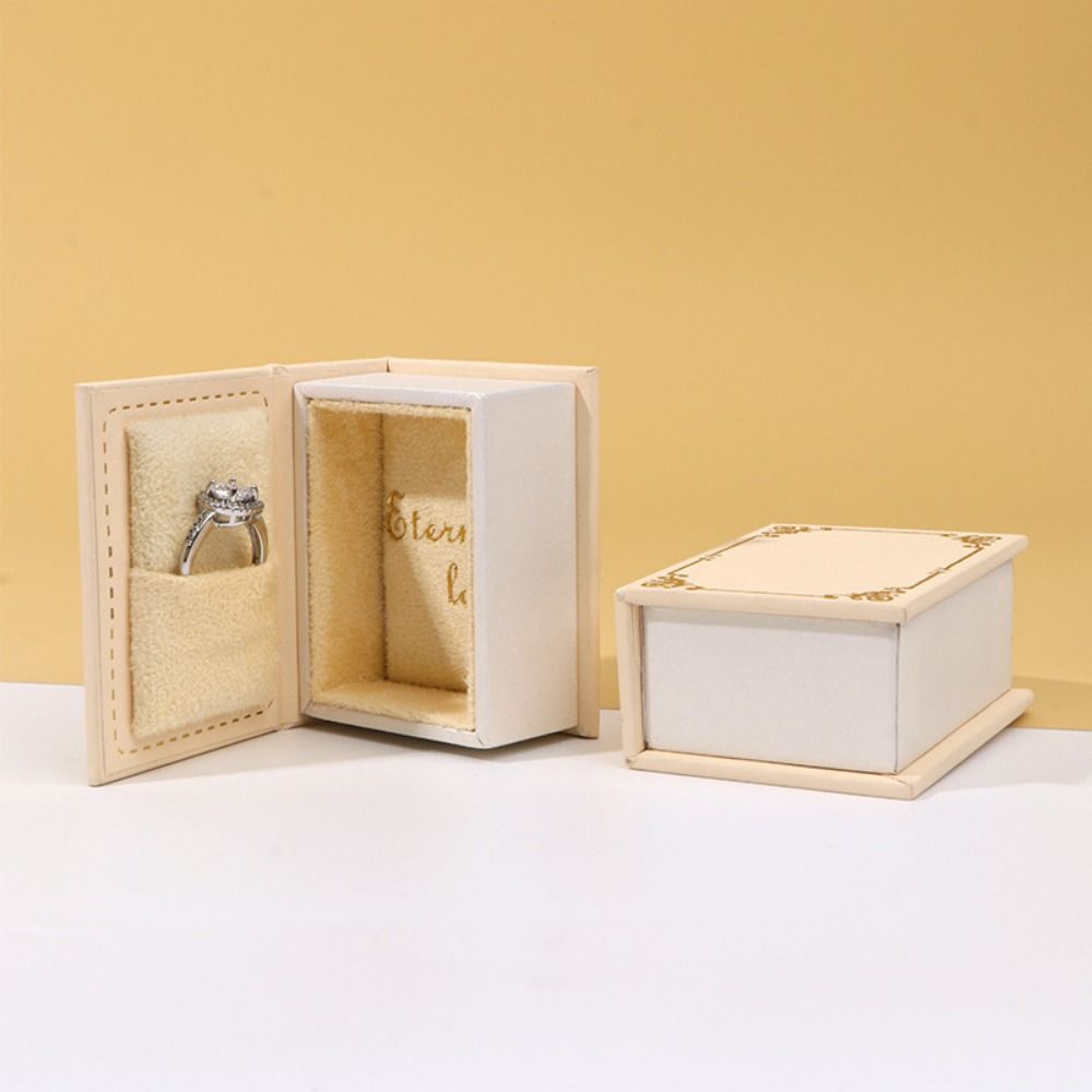 Flip Lid Engagement Ring Box Storage Box Jewelry Display Case Durable Book Shape Ring Box  Travel