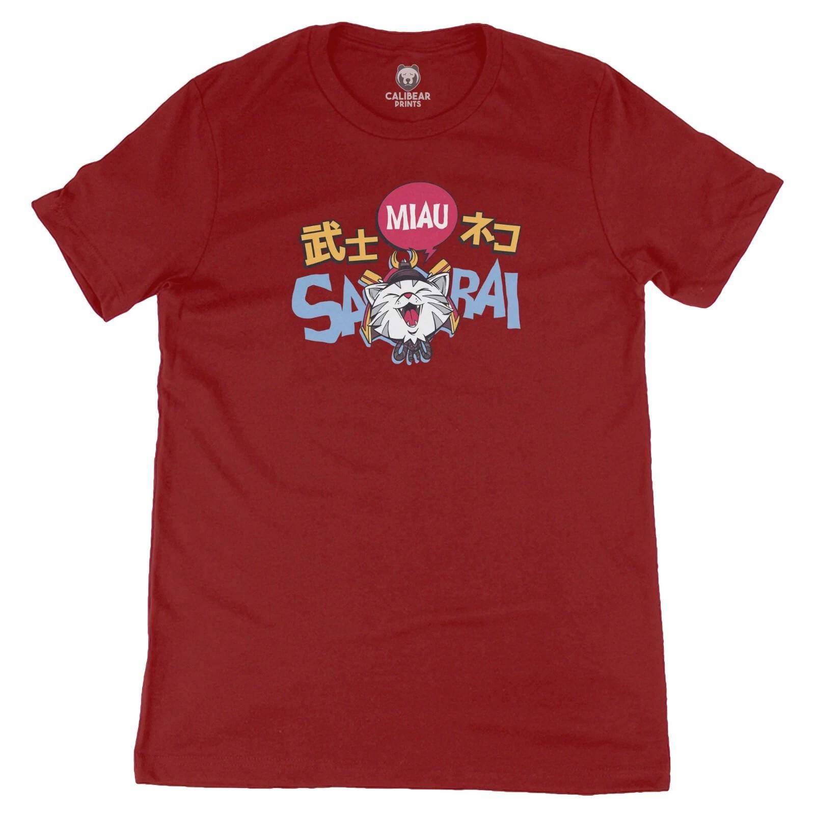 Cute Samurai Cat Warrior Aesthetic Graphic T-T-Shirt Unisex 100% Cotton Tee S
