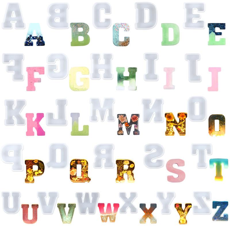 A-Z Alphabet Letter Shape Silicone Resin Casting Molds DIY Epoxy Resin Moulds