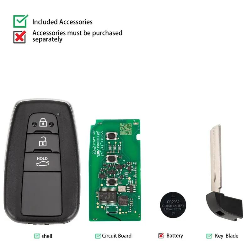 AUTEL IKEYTY8A3BL Universal Smart Key 3 Buttons 315/433 MHz Car Remote Key for Toyota 8A Used with KM100 KM100E IM508 IM608 PRO