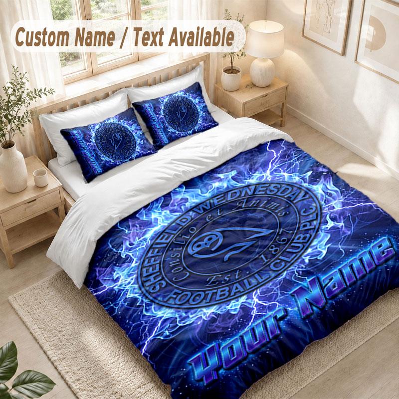 Custom Name Bedding Set 3 PiecesSheffield Wednesday FC Print Duvet Cover + 2 Pillowcases Soft Bed Decor