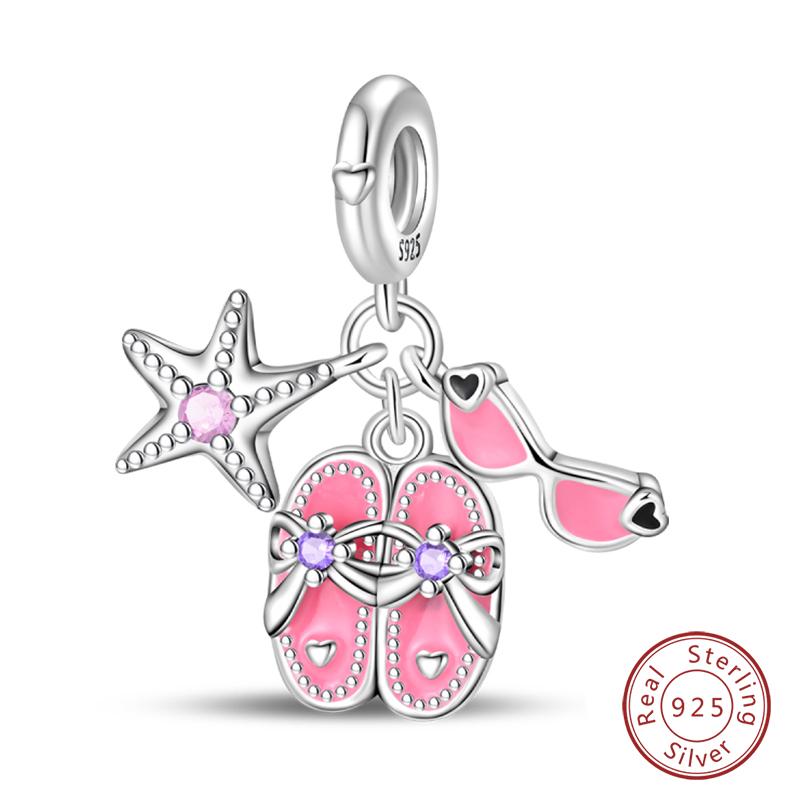 New Summer Day Copper Seaside Sailboat Coconut Tree Sunglasses Camera Charms Beads Fit Diy Copper Bracelets Jewelry