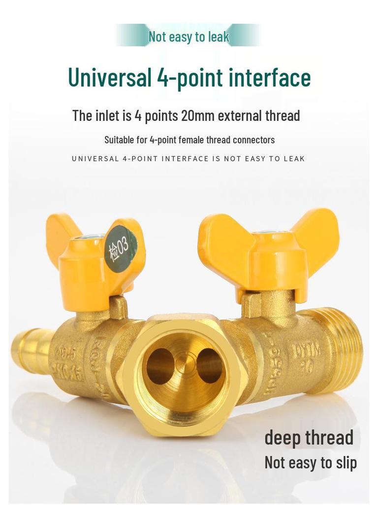 Shieldyun Gas Three-Way Valve with Switch for Natural Gas Meter Pipeline - Ball Valve Connector