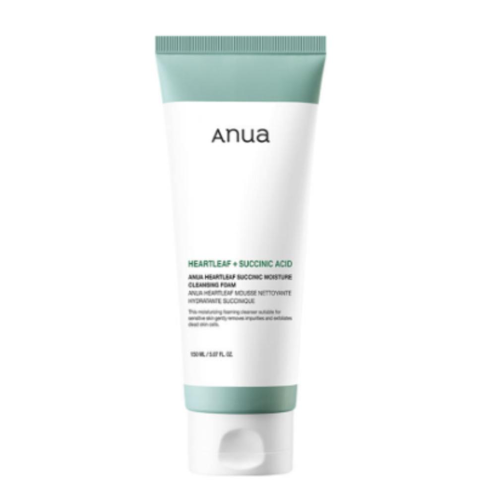 

ANUA Heartleaf Succinic Moisture Cleansing Foam 150ml | Low-pH Soothing Cleanser for Sensitive & Trouble-Prone Skin