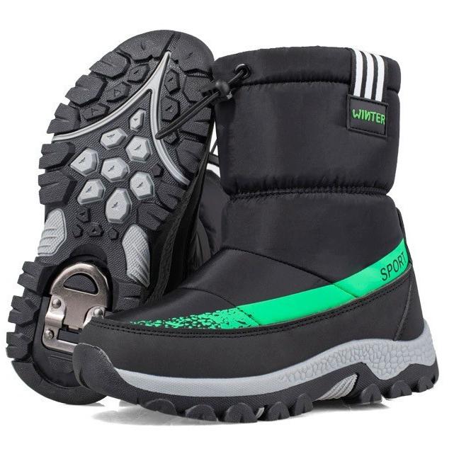 

Зима 2025 Новые детские полусапоги с утолщенной подкладкой, зимние ботинки, Северо-восток, Нескользящие, Теплые, Повседневные, С ледоступами, Хлопковые ботинки для мальчиков 38 зелёный