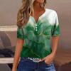 Women's T Shirt Tee Print Button Short Sleeve Daily Weekend Fashion Basic V- Neck Regular Top
