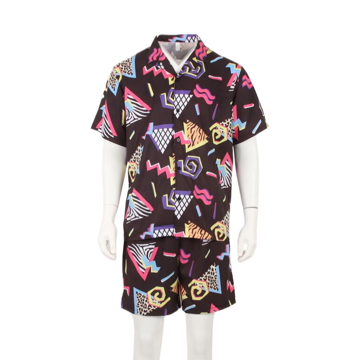 

Retro 80s/90s Hawaiian Men s Shirt and Shorts Set - Disco Beach Casual Summer Outfit XL