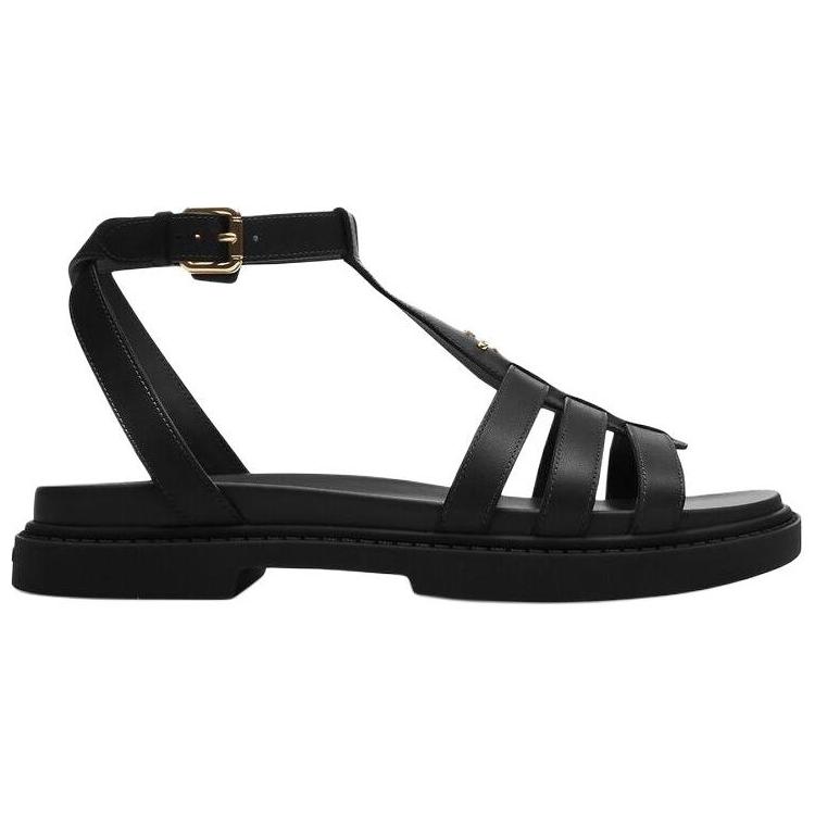 Coach Leather Buckle Closure Roman Sandals Women sandals Black CR866-BLK