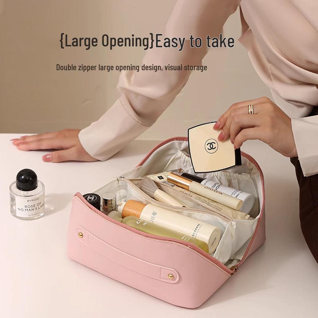 Premium Large Capacity Women's Cosmetic Bag: Portable Travel Makeup Organizer Case