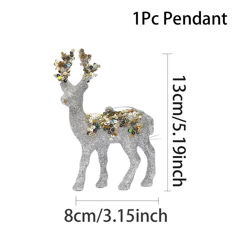 

DIY Christmas Reindeer Ornaments Christmas Decorations For Home 2026 Christmas Tree Hanging Pendant Navidad Noel New Year Gifts серебряный