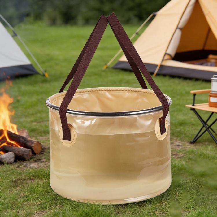 20L/30L Capacity Outdoor Folding Bucket PVC For Campers Hiker Fishermen Convenient Carry Handle