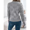 European American Style Solid Plaid Long Sleeve Pullover Sweater Women