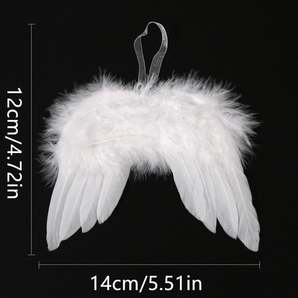 5Pcs White Feather Angel Wings Hanging Christmas Tree Ornaments Christmas Tree Decor