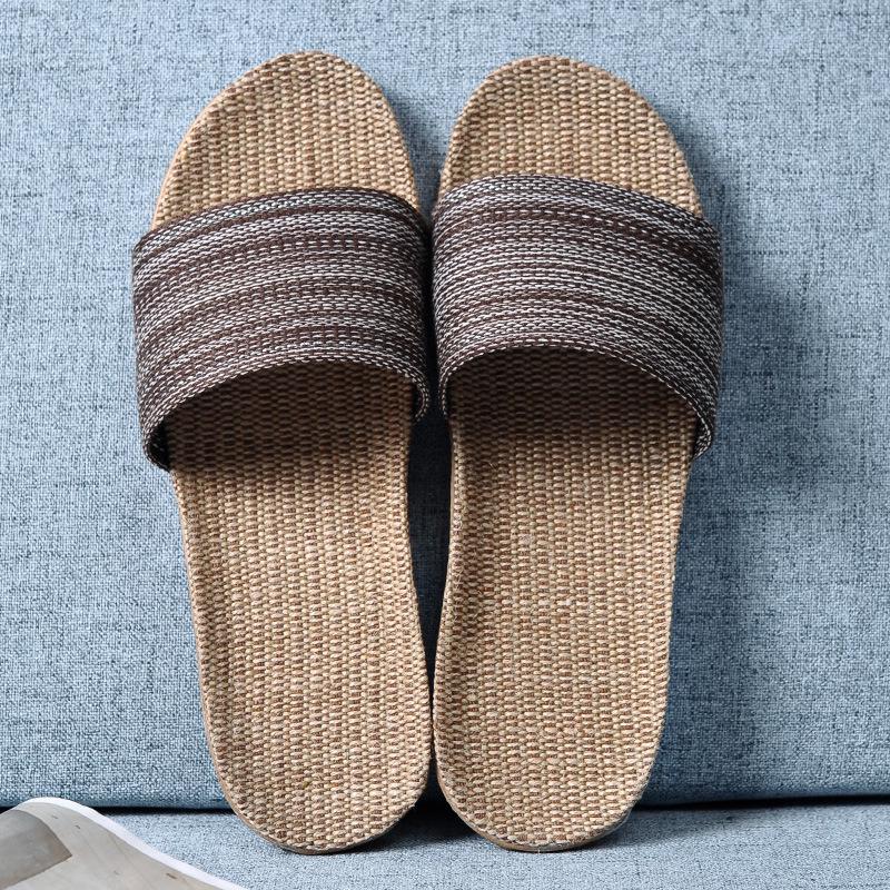 Cotton and Linen Non-Slip Home Slippers for Men and Women – Indoor Summer Slippers with Thick Bottom for Wooden Floors.