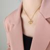 French Vintage Irregular Love Rose Hollow Pendant Flower Ring Necklace Titanium Steel Gold Plated Jewelry Set