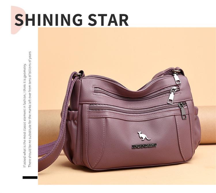 2025 New Soft Leather Large Capacity Multi-Layer Shoulder Crossbody Bag for Middle-Aged Women