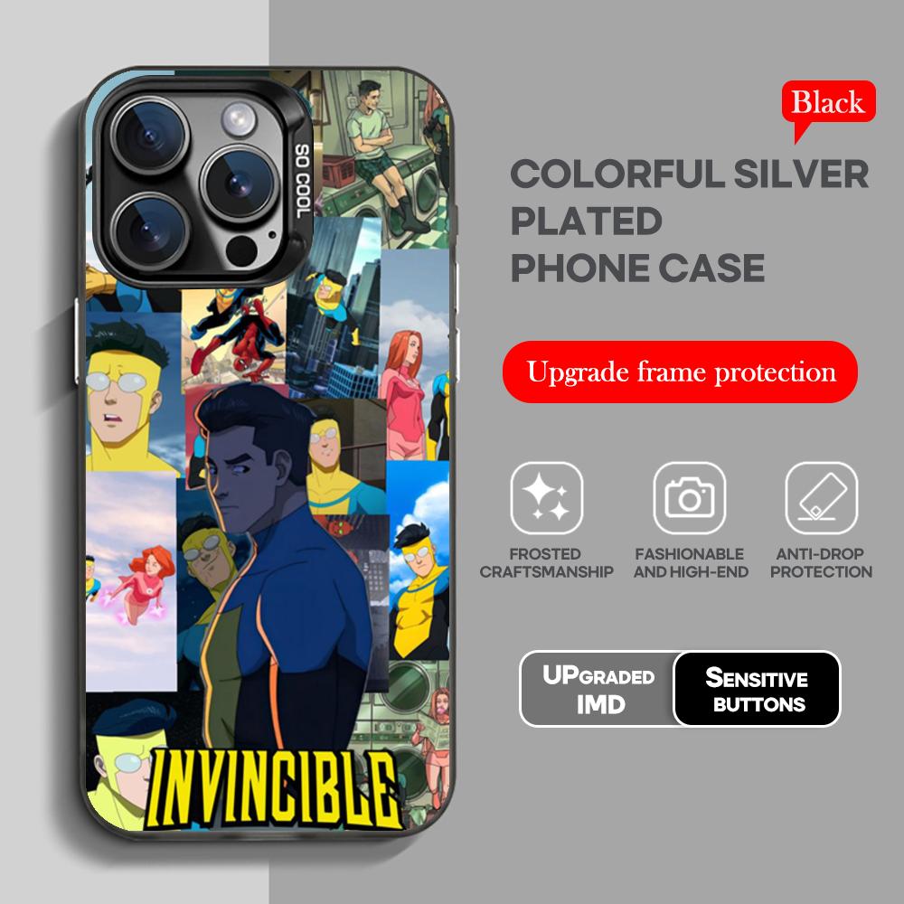 Cool Invincible Phone Case black IMD Colorful Silver Suitable soft case for iPhone 16 15 14 13 12 11 XS Pro Max