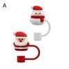 1 Set Straw Lid Cute Christmas Cartoon Shapes Silicone Straw Tips Reusable Durable Straw Cover for Home Party