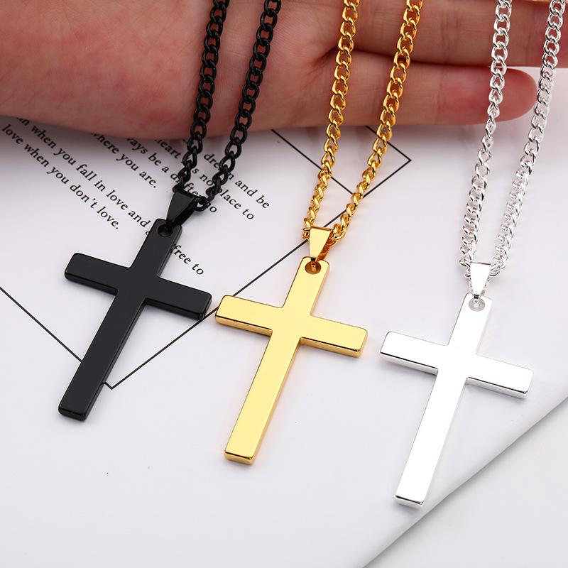 Simple Stainless Steel Cross Pendant Necklace Unisex Punk Hip Hop Charm Jewelry Gift