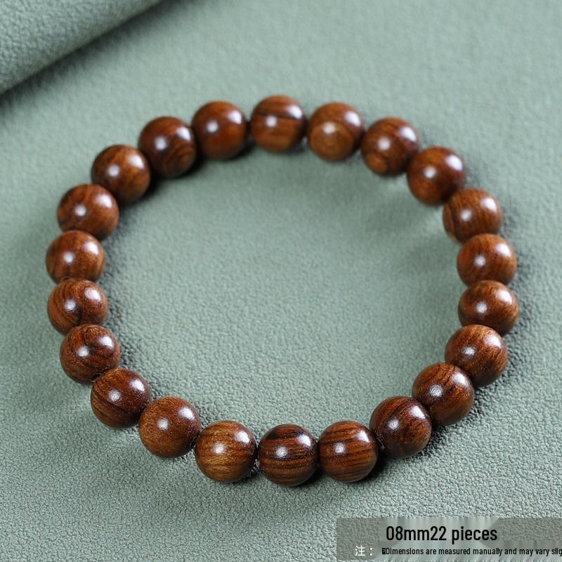 Yellow Rosewood Buddhist Rosary: 108 Red Wooden Beads Bracelet for Men & Women