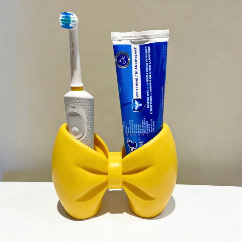 Creative Bow Pen And Toothbrush Holder | Plastic, Freestanding, Ideal For Bedroom And Bathroom Decor, Bathroom Accessories