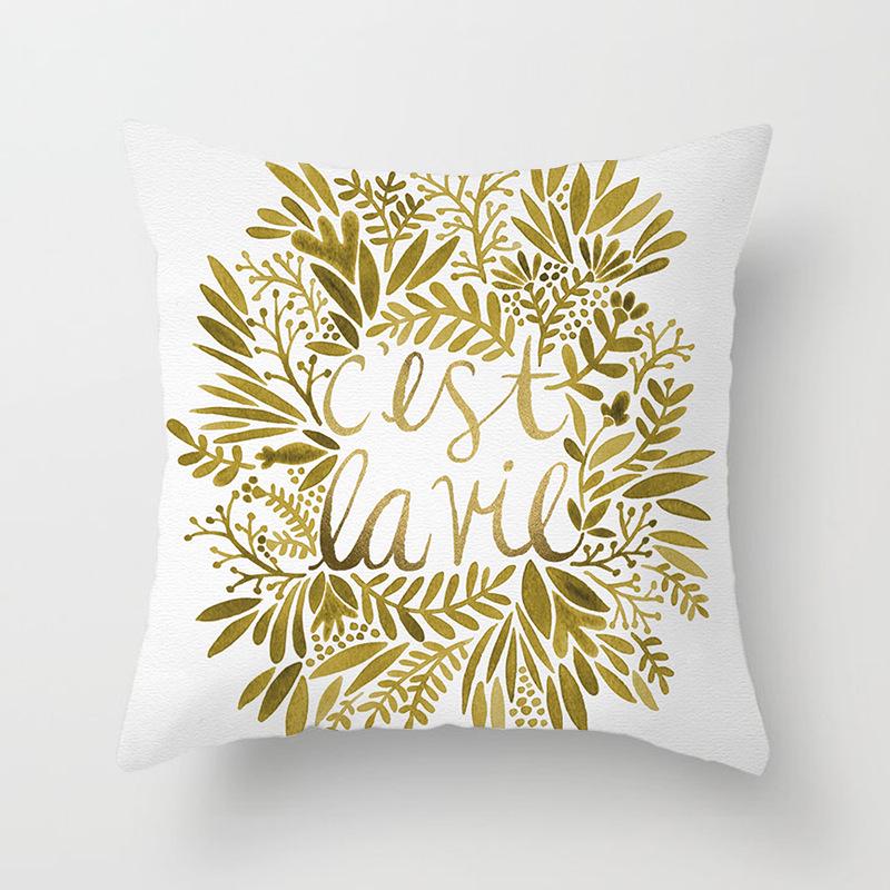 Home Furnishings Simple Golden Sofa Pillow Cover Digitally Printed Car Cushion Cover