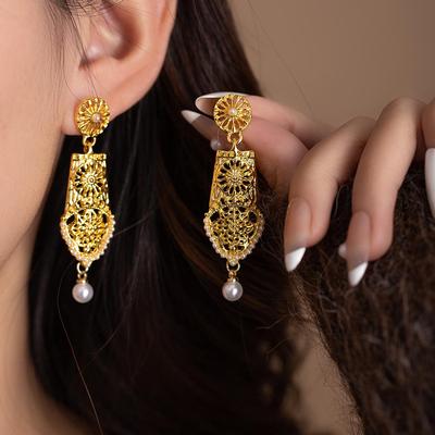 925 Sterling Silver Geometric Pearl Earrings - Contemporary Chinese Design