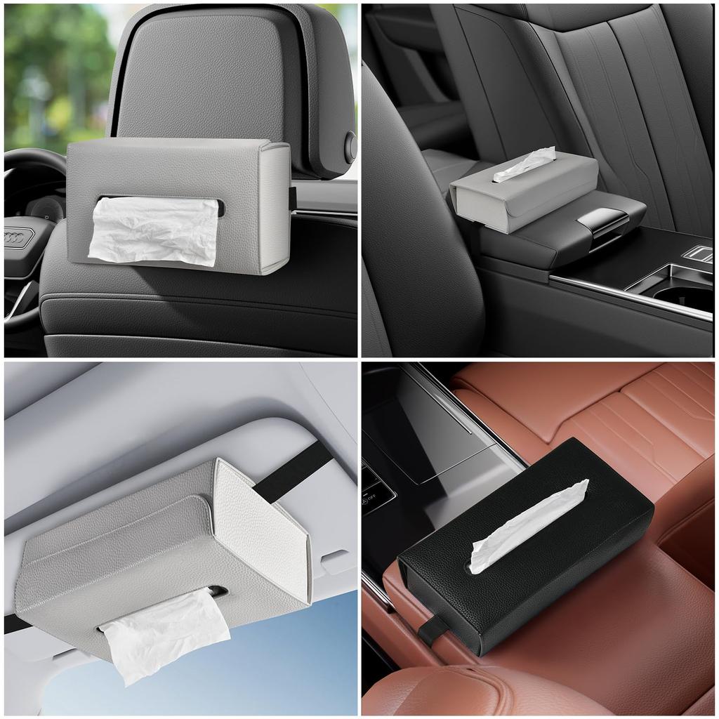 Wasenn Headrest Tissue Car Tissue Mounts to Sun Holds Whole Tissue No Obstruction of Premium PU Compatible with Fits Almost All Car Models Case,