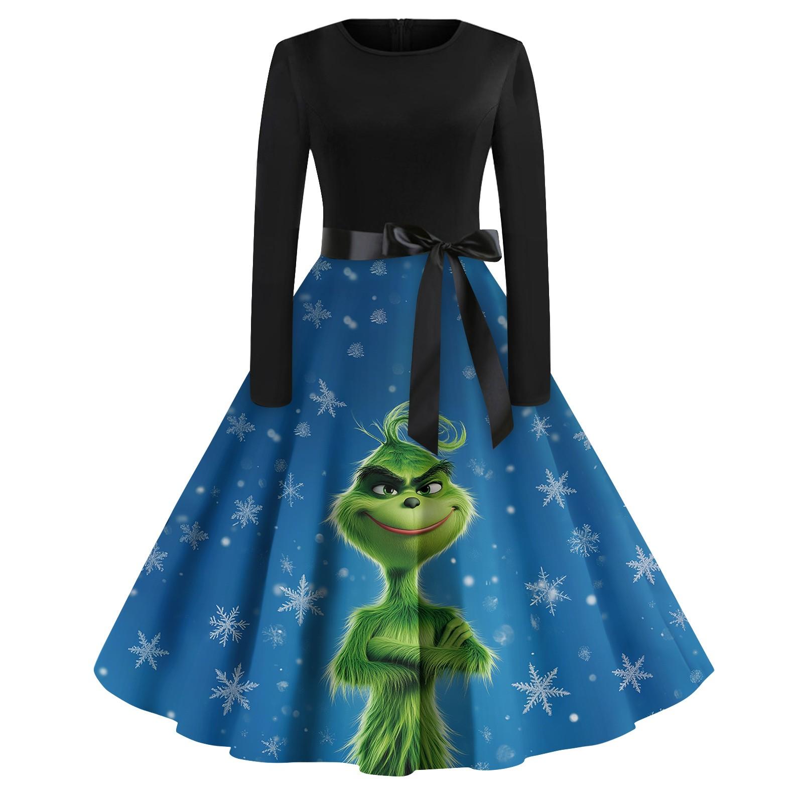 Женское повседневное модное платье с длинным рукавом и принтом — фото 4