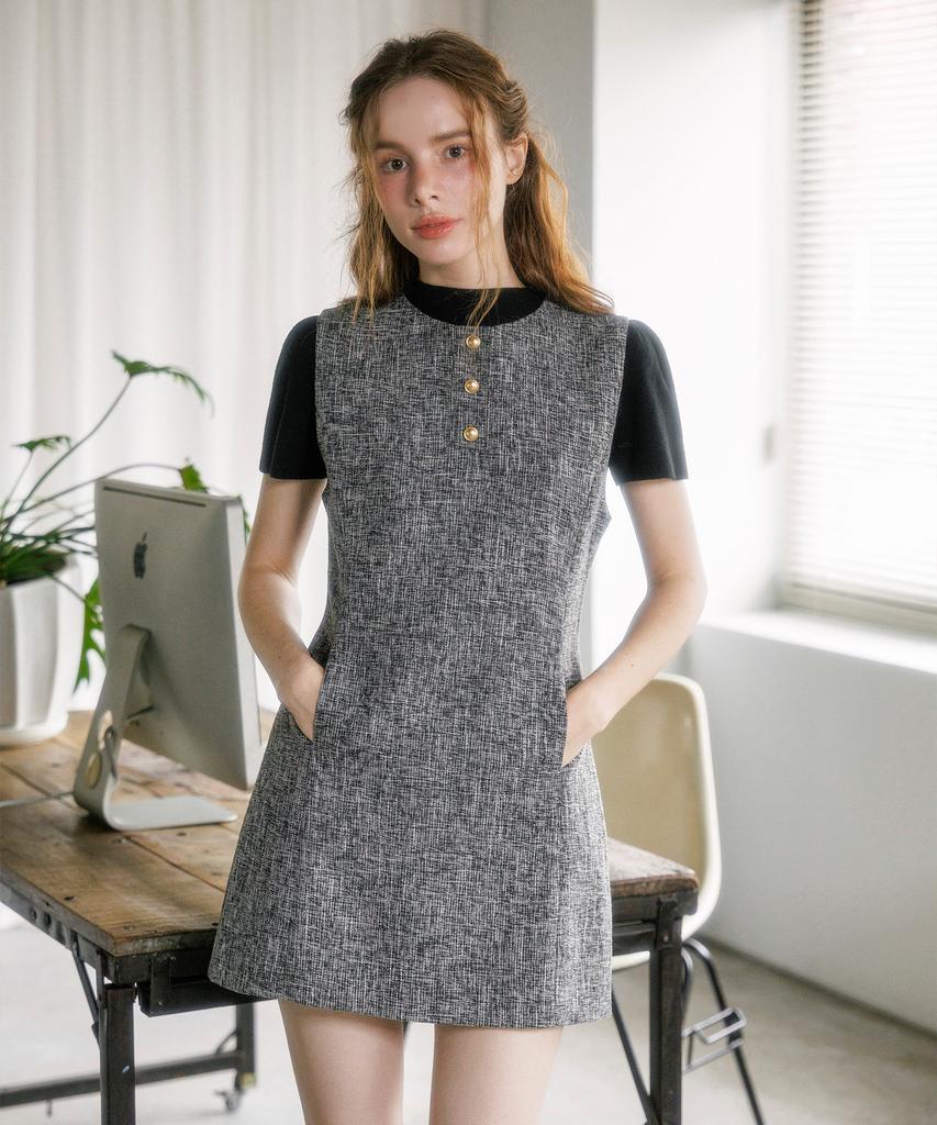 HYFVE Melange Tweed Sleeveless Dress