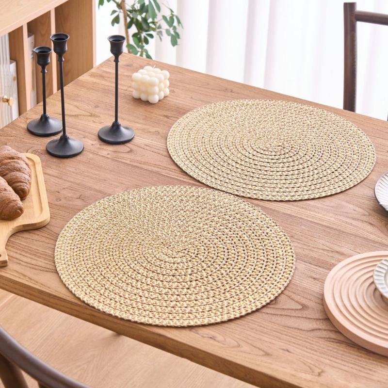 Minimalists Rose Cutout Linen Placemat Biodegradable Materials Heat Protective for Home and Restaurant Use Round