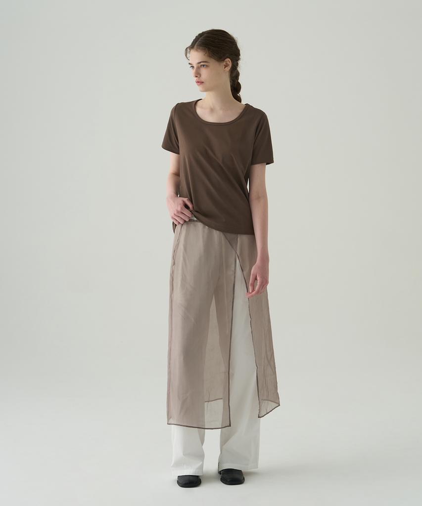 Deuloupisumeon Supima Silket U-Neck Short Sleeve T-Shirt [Brown]