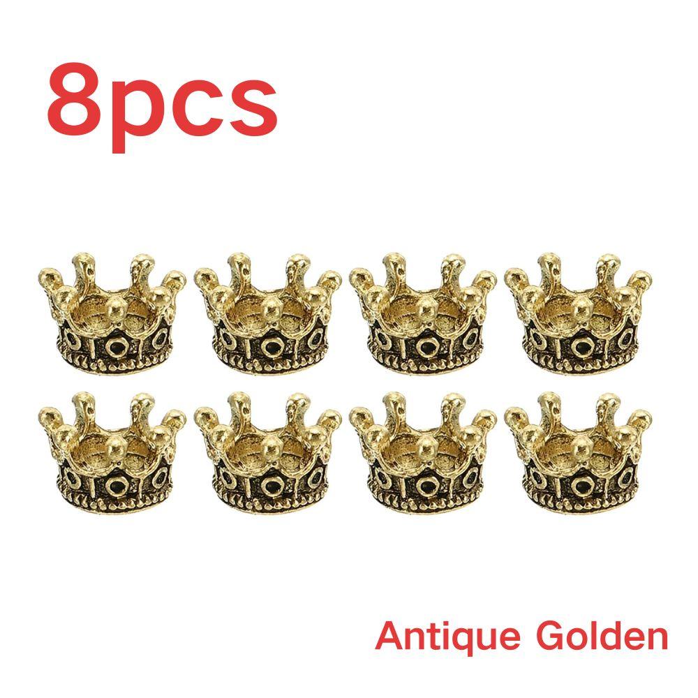 8pcs Mini Crown Spacer Beads, Multicolored Vintage DIY Jewelry Making Accessories, Doll House Miniature Crafts Decor YMY
