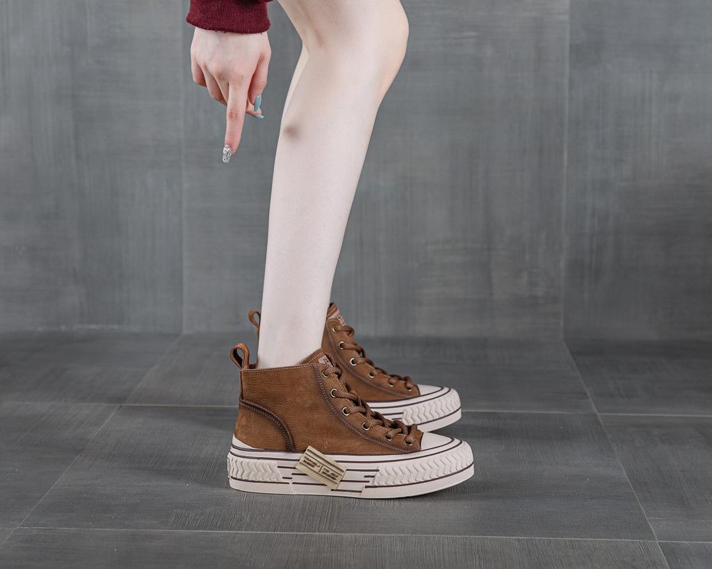 Retro handmade first-layer cowhide zipper high-top little white shoes women's 2025 new spring and autumn versatile leather casual board shoes