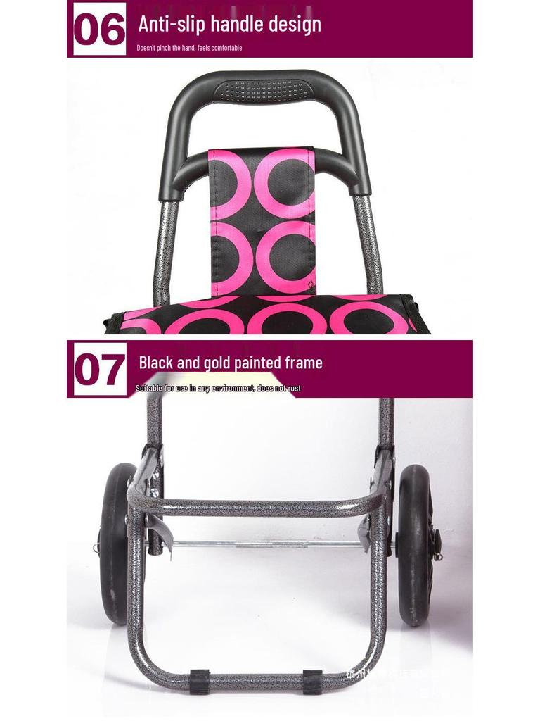 Lightweight Foldable Shopping Cart for Seniors: Stair-Climbing Trolley with Portable Handle