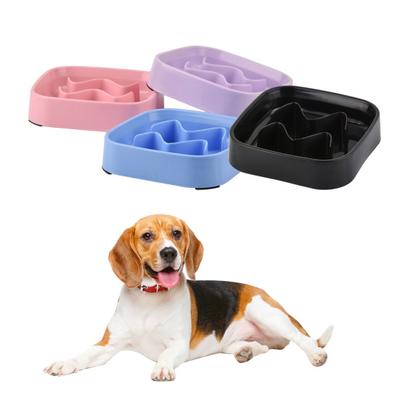 Slow Feeding Pet Bowl Anti-Choking Design Spill-proof Deep Pet Food Dish Square Pet Slow Down Eating Bowl