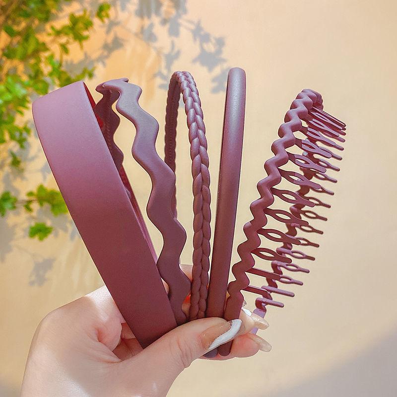 5pcs Sweet Teeth Hair Hoops Set Solid Color Hair Band Hollow Design Head Hoop Women Girls Hair Accessories For Face Wash Skincare Bath