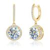 Moissanite Drop Earrings for Women Total 2 Carat Laboratory Diamond Gold Plated S925 Silver Wedding Jewelry with