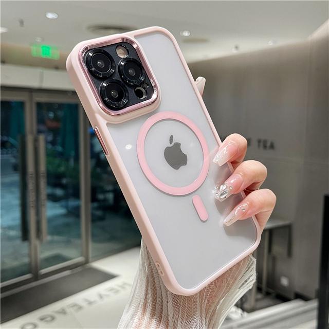 For iPhone 15 16 Pro Max Luxury Magsafe Magnetic Color Frame Transparent  Phone Case For iPhone 12 13 14 Plus Protective Cover