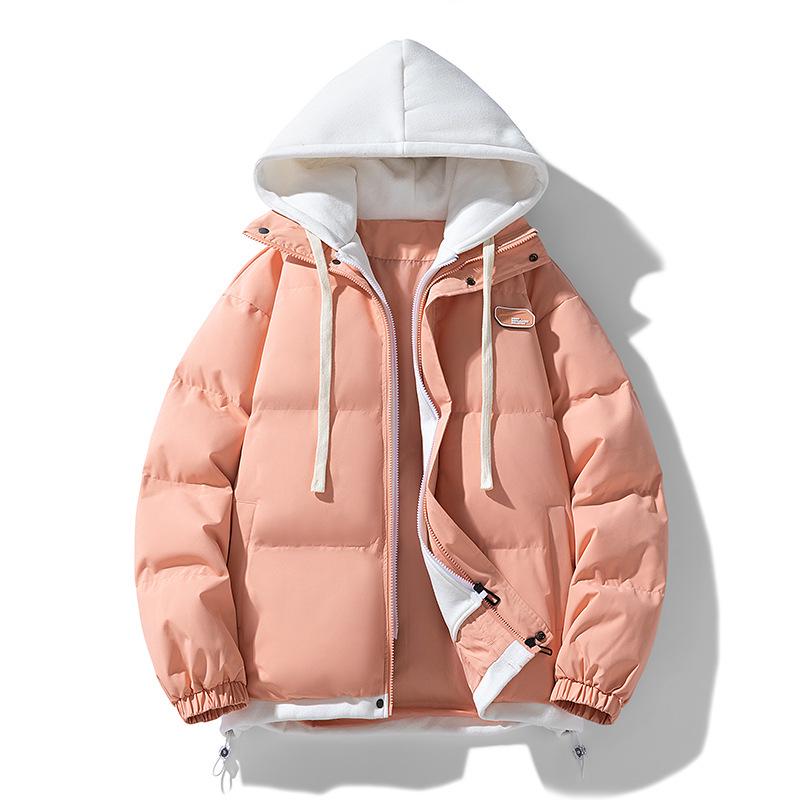Unisex Trendy Two-Piece Style Winter Cotton Jacket - Loose Fit, Warm, Hooded, Ideal for Couples.