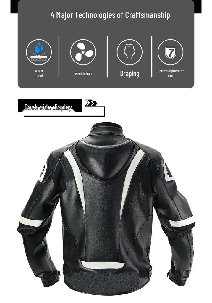 Unisex PU Leather Motorcycle Jacket: Four Seasons, Off-road, Anti-fall, Cycling Gear for Men & Women