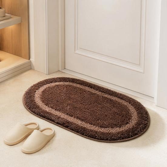 Oval Bathroom Rug, Microfiber Soft Highly Absorbent Bath Rug, Non-Slip Plush Fluffy Door Mat for Shower Bathtub Sink Entrance